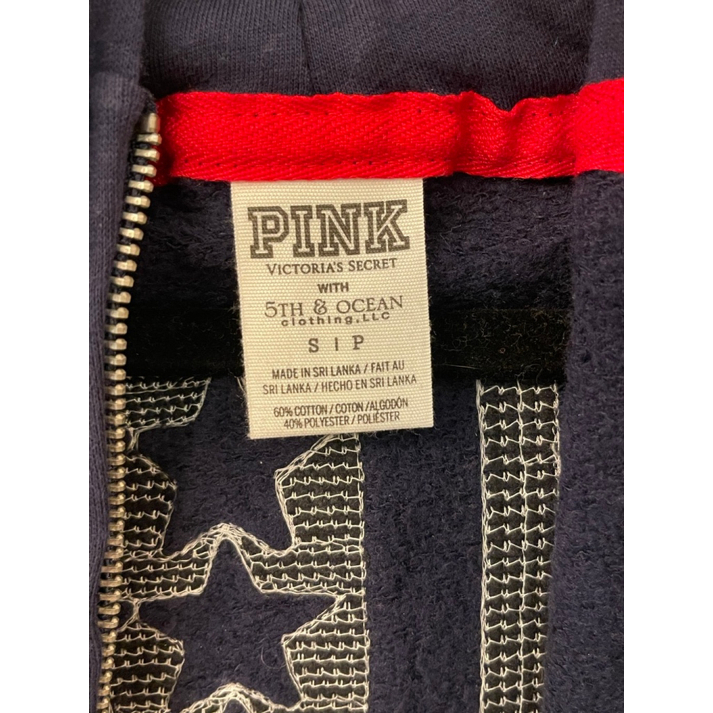 PINK Victoria’s Secret Red Sox Sequin Flag Hoodie 5th & Ocean Navy S - Picture 4 of 5